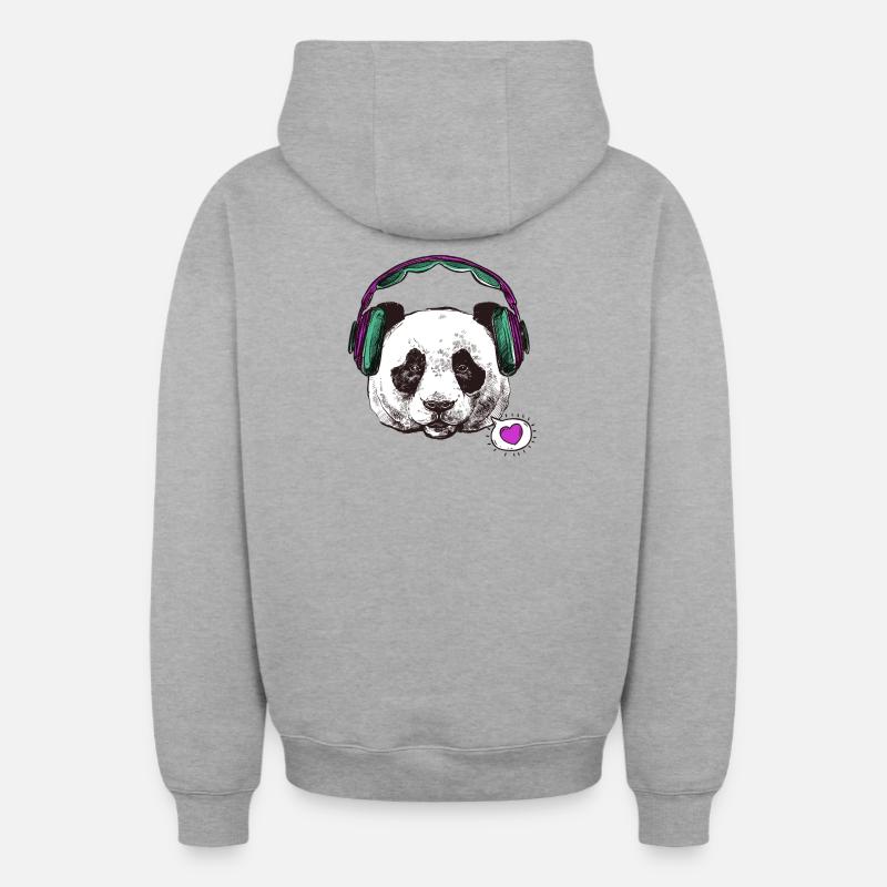 Panda grossesse - Sweat à capuche unisexe zippé oversize épais SPREAD - gris chiné