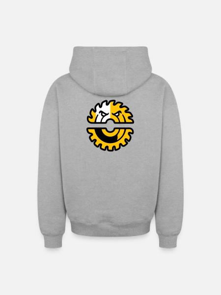 Circular Saw Mascot Logo - Oversized Heavyweight Unisex Zip Hoodie - heather grey