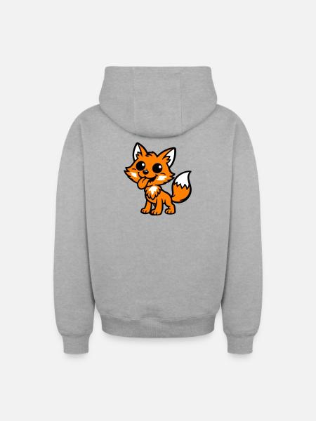 Fuchs Comic - Oversized Heavyweight Unisex Zip Hoodie - Grau meliert