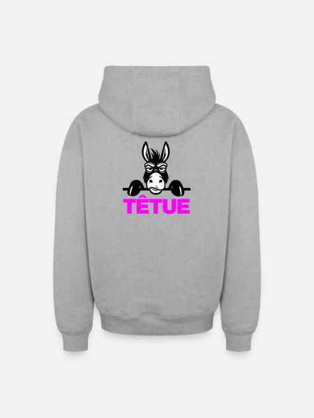 Hartnäckig - Oversized Heavyweight Unisex Zip Hoodie - Grau meliert