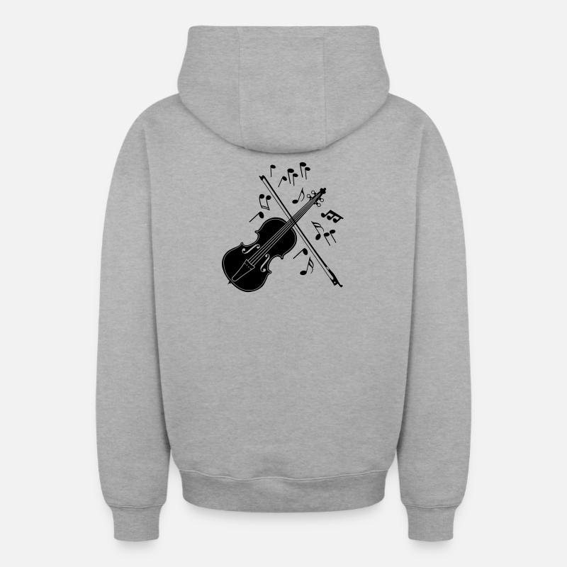 Violon avec notes - Sweat à capuche unisexe zippé oversize épais SPREAD - gris chiné