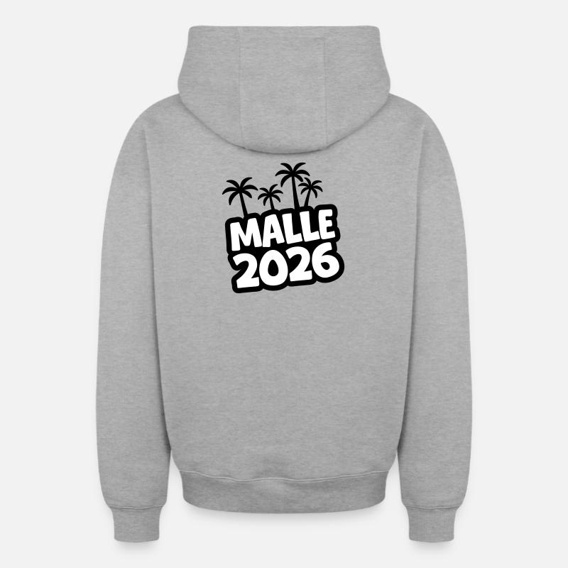 Malle 2026 - Sweat à capuche unisexe zippé oversize épais SPREAD - gris chiné