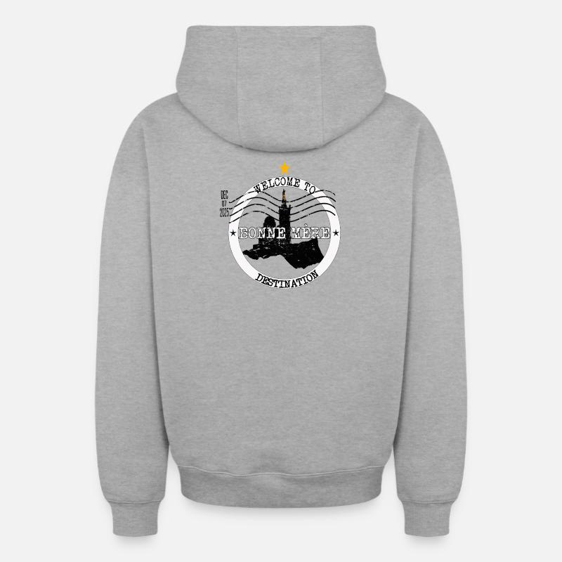 Destination Bonne Mère Marseille - Sweat à capuche unisexe zippé oversize épais SPREAD - gris chiné