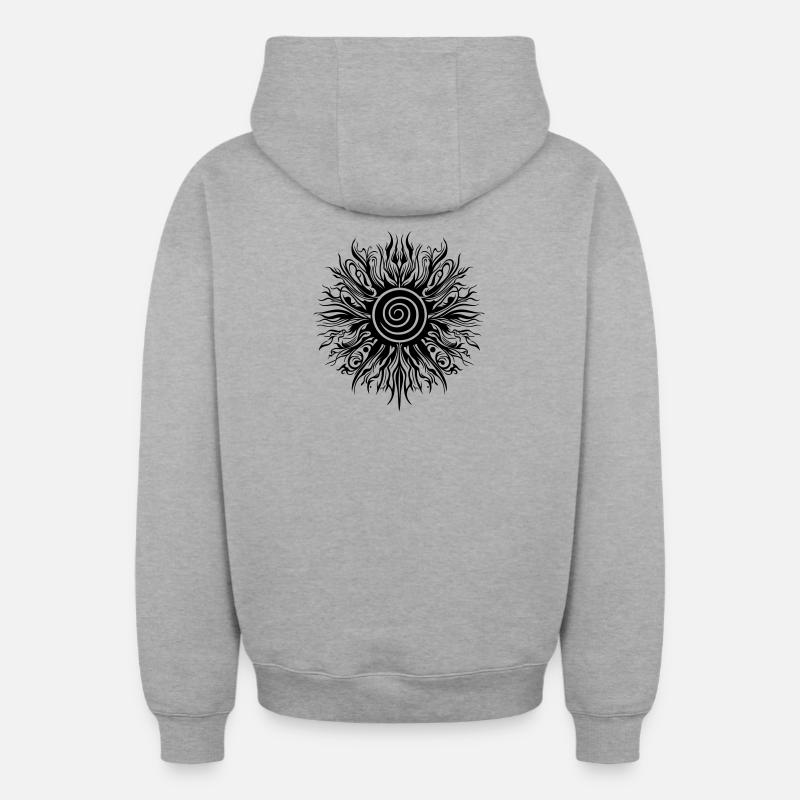 Soleil d’été - Sweat à capuche unisexe zippé oversize épais SPREAD - gris chiné