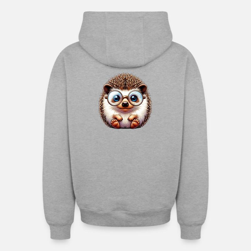 Hérisson - Sweat à capuche unisexe zippé oversize épais SPREAD - gris chiné
