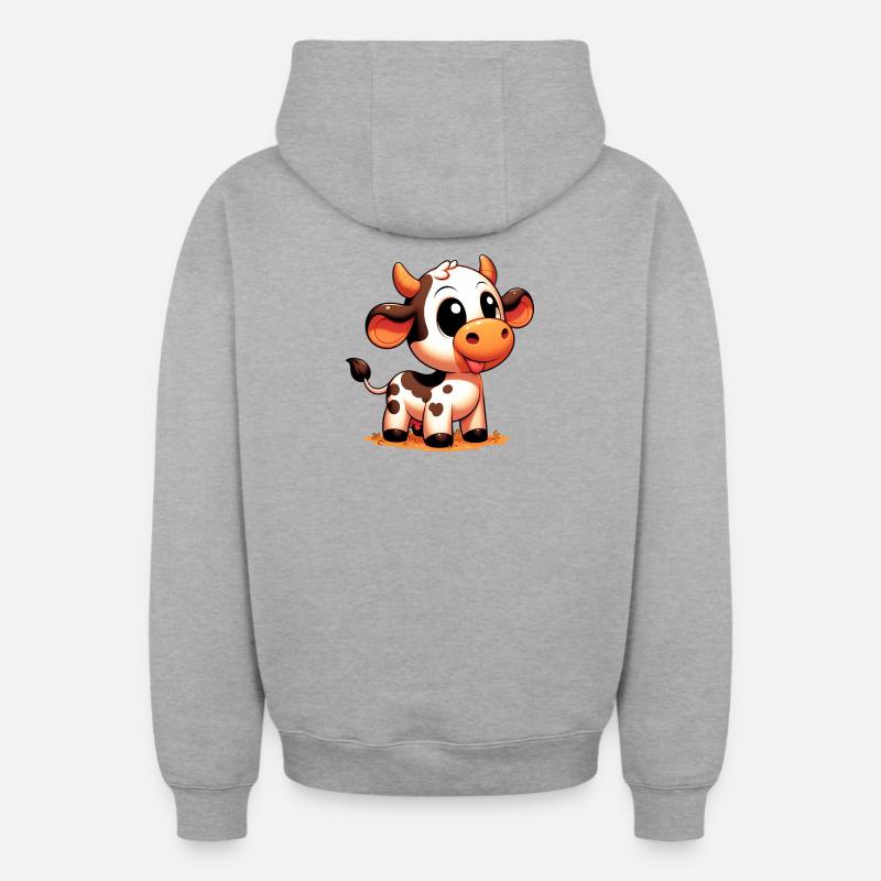 Vache - Sweat à capuche unisexe zippé oversize épais SPREAD - gris chiné
