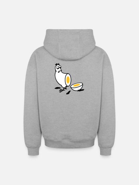 Huhn oder Ei - Oversized Heavyweight Unisex Zip Hoodie - Grau meliert