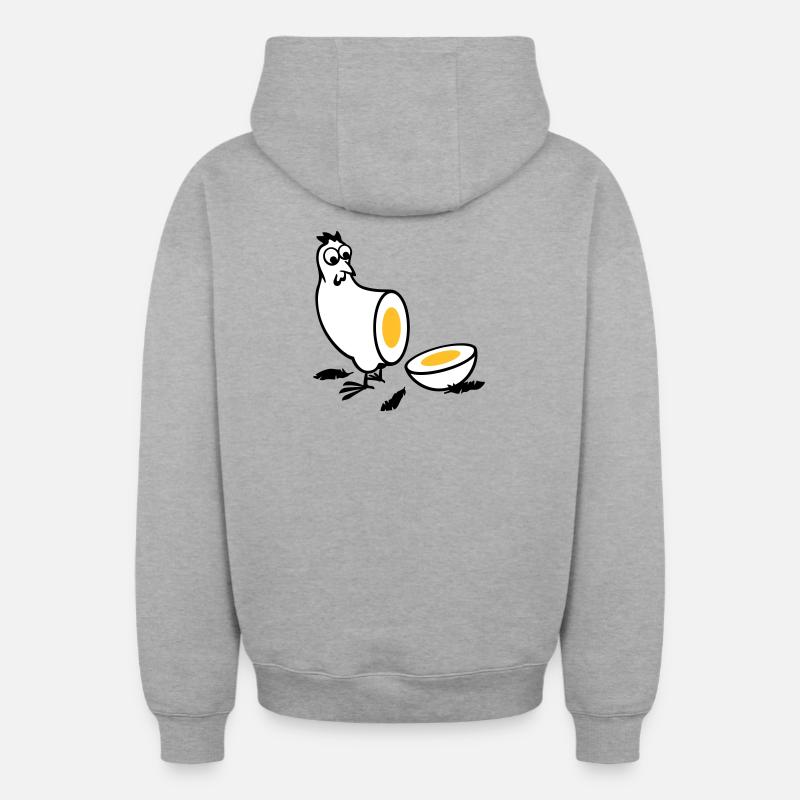 Huhn oder Ei - Oversized Heavyweight Unisex Zip Hoodie - Grau meliert