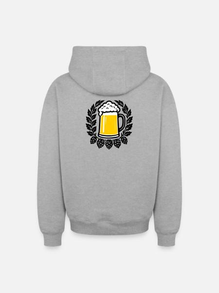Bier - Oversized Heavyweight Unisex Zip Hoodie - heather grey