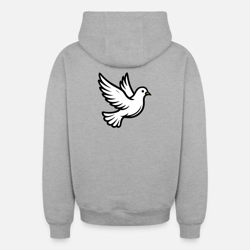 Colombe de la Paix Colombe - Sweat à capuche unisexe zippé oversize épais SPREAD - gris chiné
