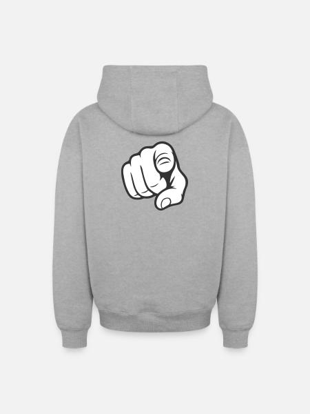 Pointing Finger You Gesture Sticker Design - Oversized Heavyweight Unisex Zip Hoodie - heather grey