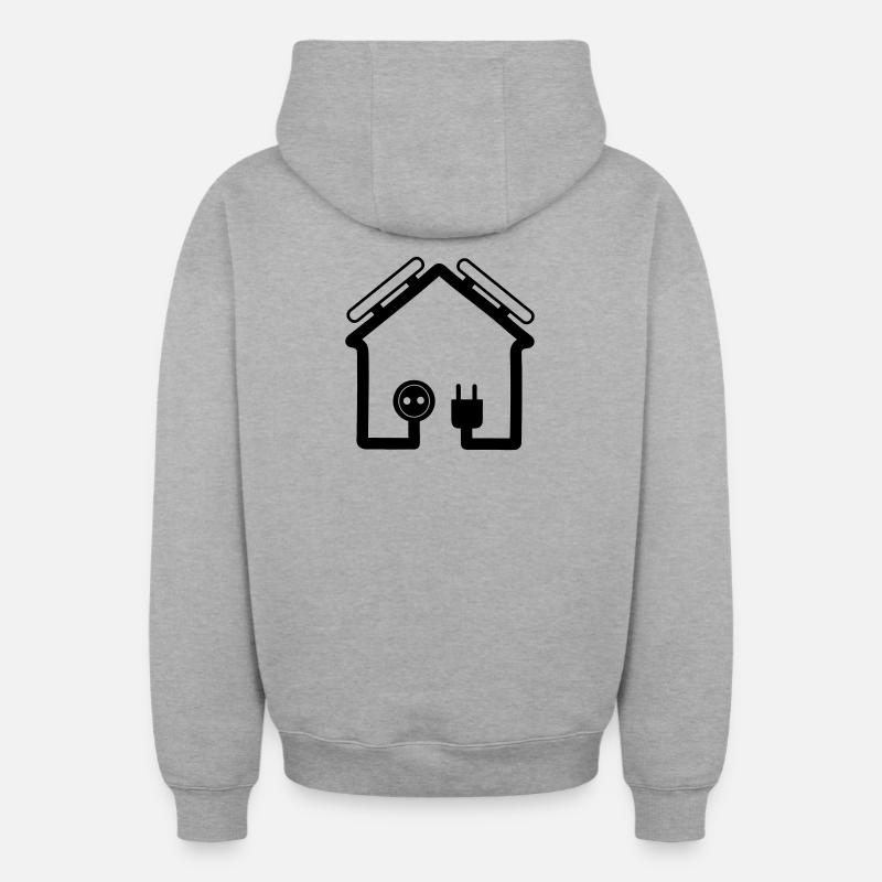 Maison avec panneaux solaires - Sweat à capuche unisexe zippé oversize épais SPREAD - gris chiné