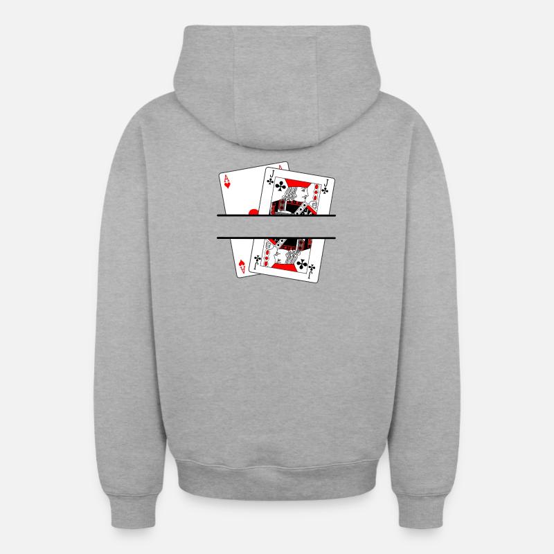 Bannière de blackjack - Sweat à capuche unisexe zippé oversize épais SPREAD - gris chiné