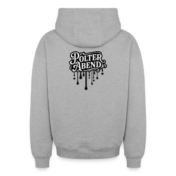 Polter Abend Polterhochzeit - Oversized Heavyweight Unisex Zip Hoodie - Grau meliert - Hinten - AI Model Male 185 dark (185cm)