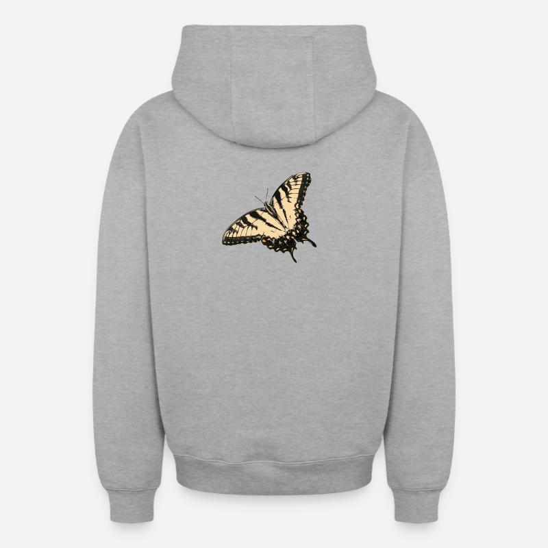 Illustration de papillon citron - Sweat à capuche unisexe zippé oversize épais SPREAD - gris chiné