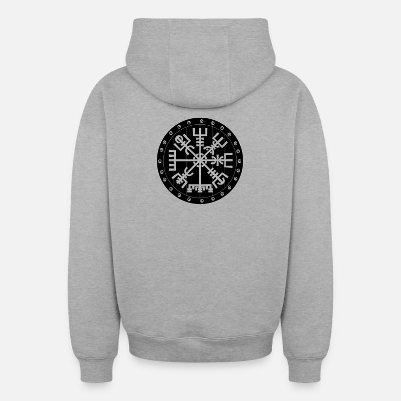 Vegvisir Wikinger-Compas im Vikng-Schild - Oversized Heavyweight Unisex Zip Hoodie - Grau meliert