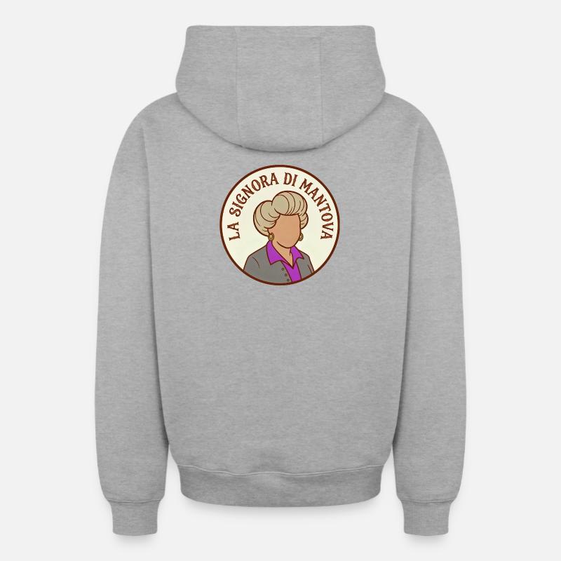 La Dame de Mantoue - Sweat à capuche unisexe zippé oversize épais SPREAD - gris chiné