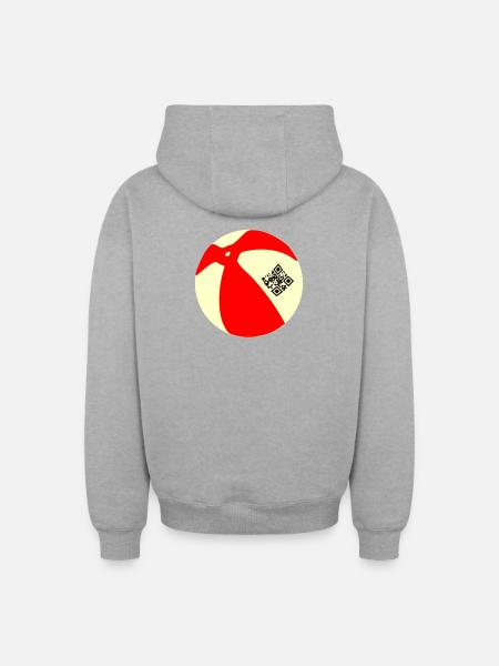 Ball QR - Oversized Heavyweight Unisex Zip Hoodie - heather grey