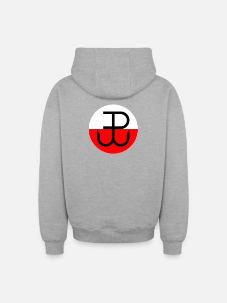 Kotwica, Pologne - Sweat à capuche unisexe zippé oversize épais SPREAD - gris chiné