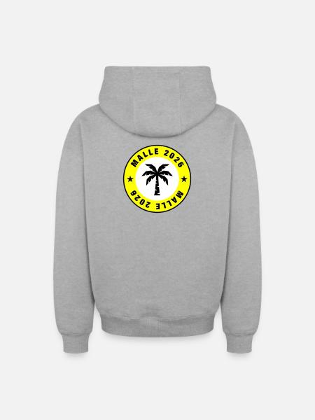 Malle 2026 Palm Tree Circle - Oversized Heavyweight Unisex Zip Hoodie - heather grey