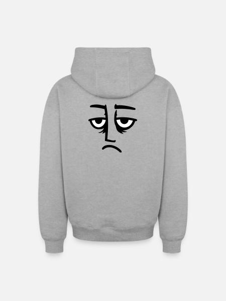 Grumpy sad disappointed face funny - Oversized Heavyweight Unisex Zip Hoodie - heather grey