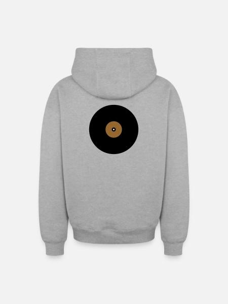Schallplatte Kreis Textfeld Basis - Oversized Heavyweight Unisex Zip Hoodie - Grau meliert