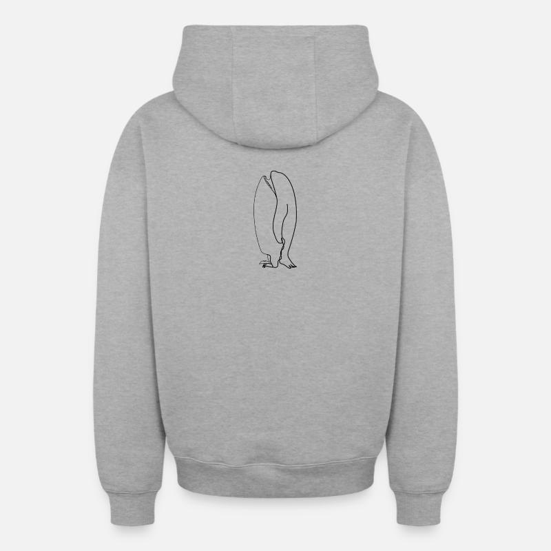 Pingouin orque - Sweat à capuche unisexe zippé oversize épais SPREAD - gris chiné