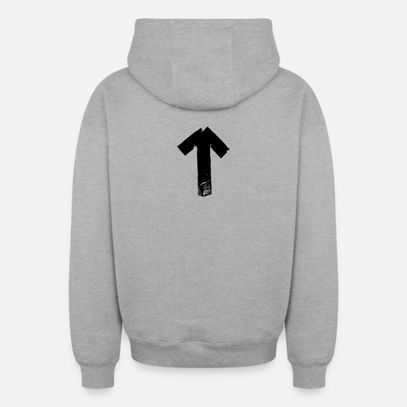 Flèche vers le haut - Sweat à capuche unisexe zippé oversize épais SPREAD - gris chiné
