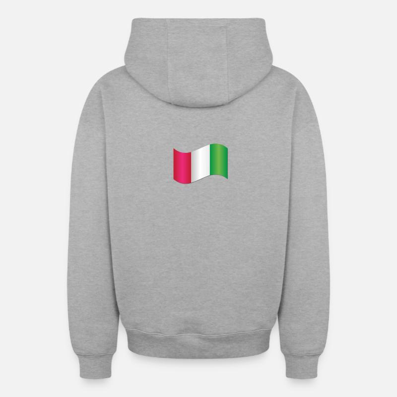Drapeau italien - Sweat à capuche unisexe zippé oversize épais SPREAD - gris chiné