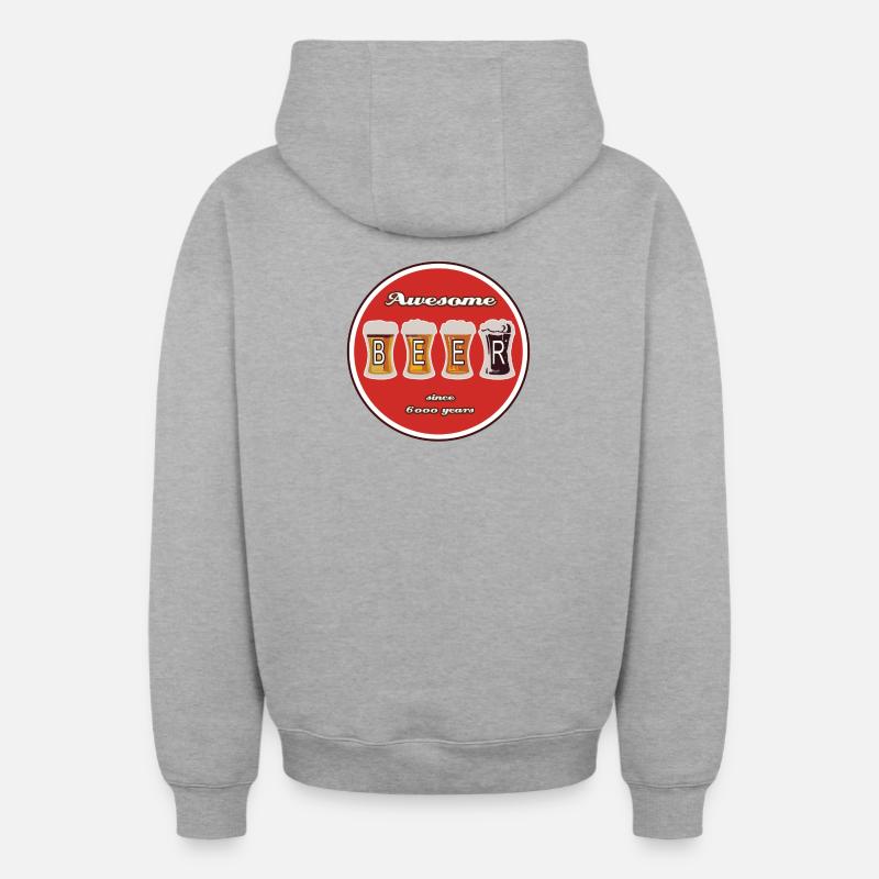 Logo de la bière - Sweat à capuche unisexe zippé oversize épais SPREAD - gris chiné