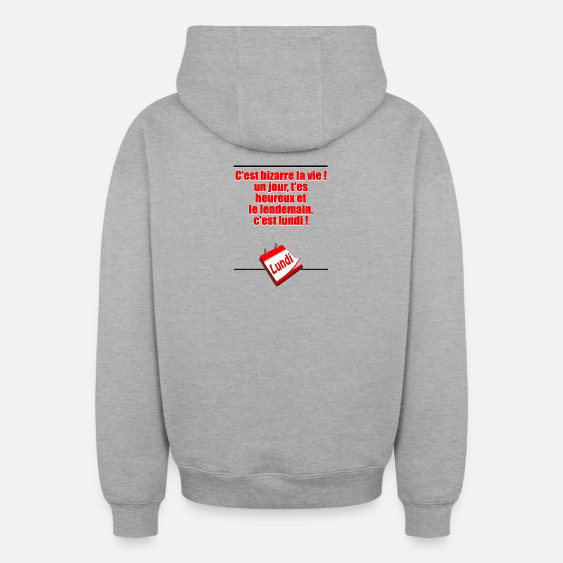 Demain c'est lundi - Sweat à capuche unisexe zippé oversize épais SPREAD - gris chiné