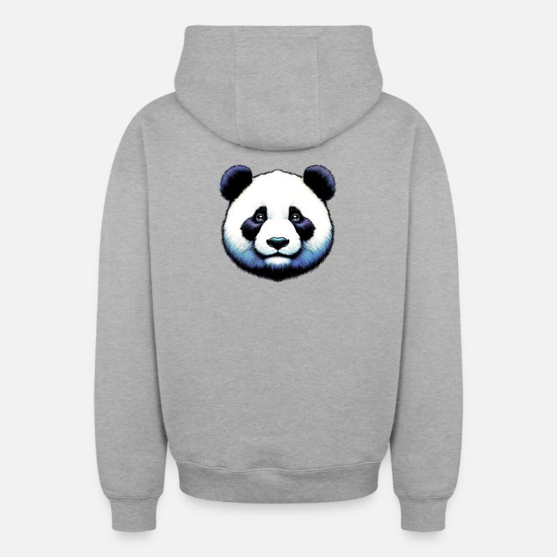 Panda - Sweat à capuche unisexe zippé oversize épais SPREAD - gris chiné