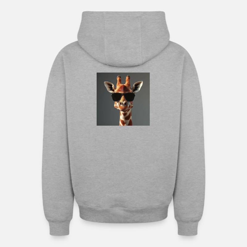 Girafe stylée - Sweat à capuche unisexe zippé oversize épais SPREAD - gris chiné