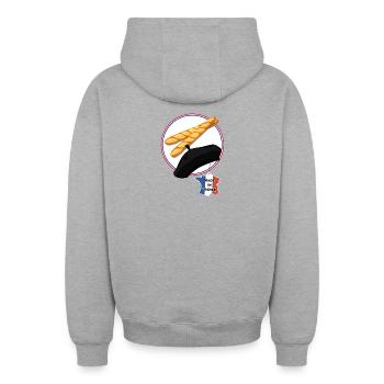 Made in france - Sweat à capuche unisexe zippé oversize épais SPREAD - gris chiné - Dos - AI Model Male 185 dark (185cm)
