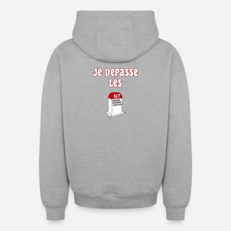Je dépasse les bornes - Sweat à capuche unisexe zippé oversize épais SPREAD - gris chiné