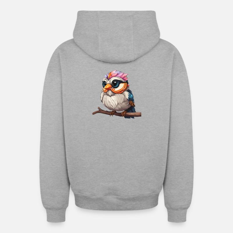 Lebendiges Spektakel der bunten Eule - Oversized Heavyweight Unisex Zip Hoodie - Grau meliert