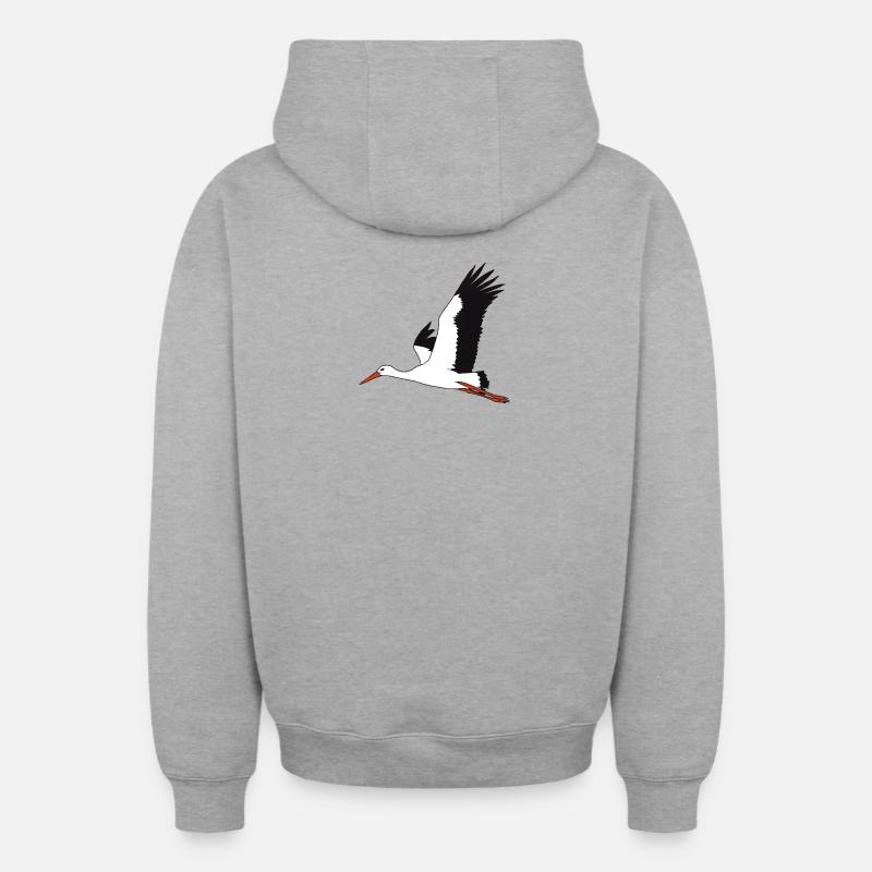 cigogne volante - Sweat à capuche unisexe zippé oversize épais SPREAD - gris chiné