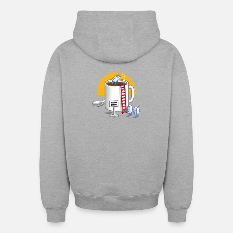 Café et sucre - Sweat à capuche unisexe zippé oversize épais SPREAD - gris chiné