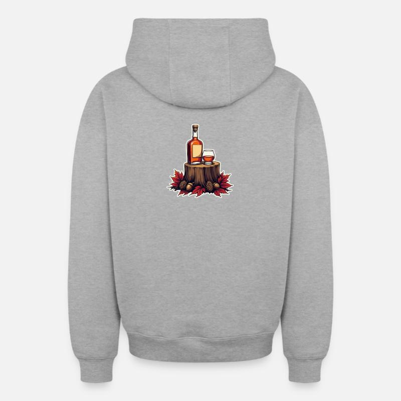Whisky d’automne sur la souche - Sweat à capuche unisexe zippé oversize épais SPREAD - gris chiné