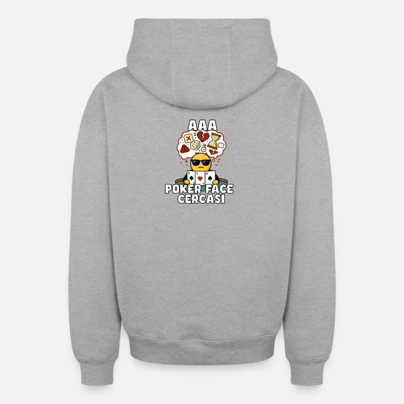Poker Face recherché - Sweat à capuche unisexe zippé oversize épais SPREAD - gris chiné