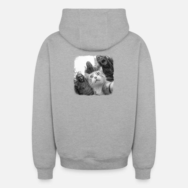 Zombiecalypse - Sweat à capuche unisexe zippé oversize épais SPREAD - gris chiné