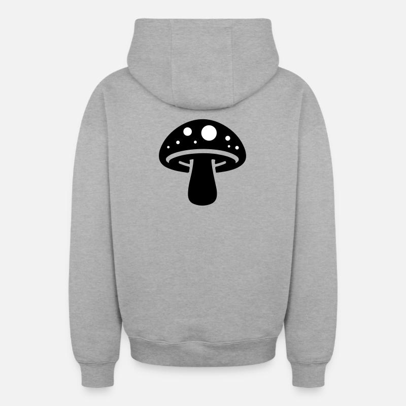 Icône de champignon - Sweat à capuche unisexe zippé oversize épais SPREAD - gris chiné