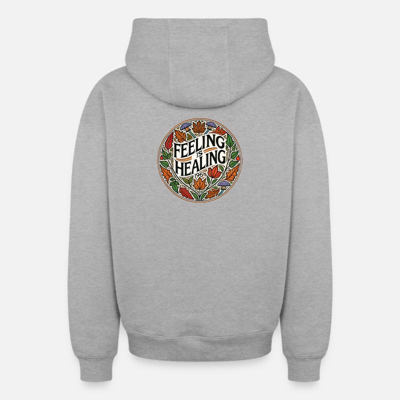 Feeling ist Healing Circle Tee - Oversized Heavyweight Unisex Zip Hoodie - Grau meliert