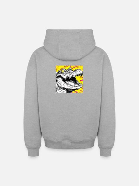 Crocodile Sketch – Urban Graffiti Style Design - Oversized Heavyweight Unisex Zip Hoodie - heather grey