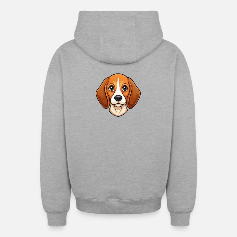 Beagle-Gesicht - Oversized Heavyweight Unisex Zip Hoodie - Grau meliert