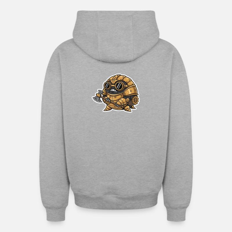 Sowbug Krieger Steampunk Axt Kupferrüstung - Oversized Heavyweight Unisex Zip Hoodie - Grau meliert
