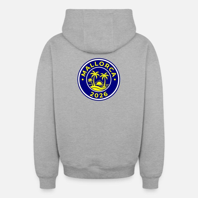 Palmiers de Majorque 2026 - Sweat à capuche unisexe zippé oversize épais SPREAD - gris chiné