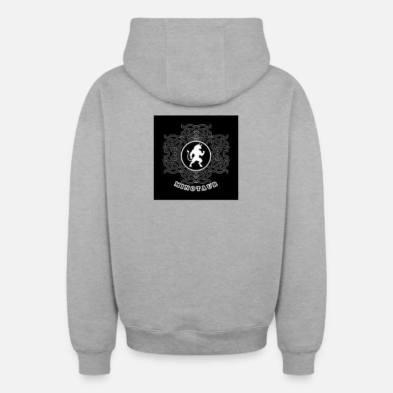Minotaure White - Sweat à capuche unisexe zippé oversize épais SPREAD - gris chiné