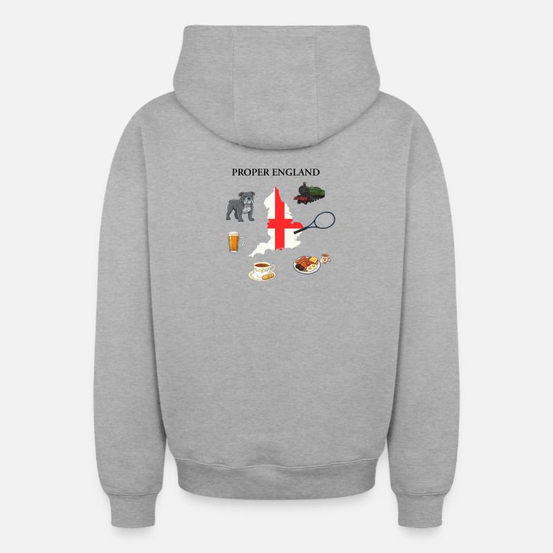 L’ANGLETERRE CORRECTE - Sweat à capuche unisexe zippé oversize épais SPREAD - gris chiné