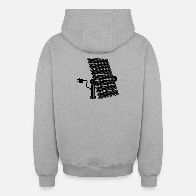 Solarpanel mit Stecker - Oversized Heavyweight Unisex Zip Hoodie - Grau meliert